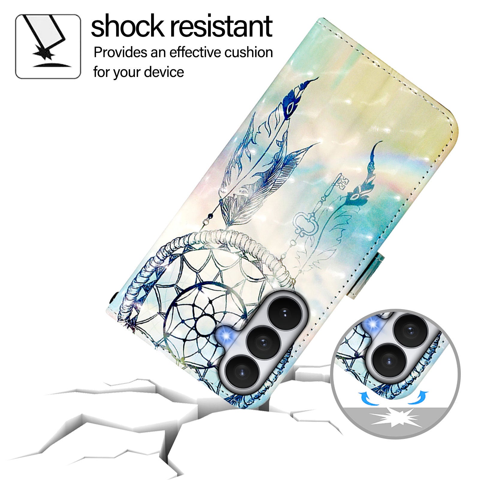 For-Samsung-Galaxy-S26-/-S26-Pro-Leather-Case-Pattern-Printing-Wallet-Stand-Mobile-Cover-with-Strap-Dream-Wind-Chime