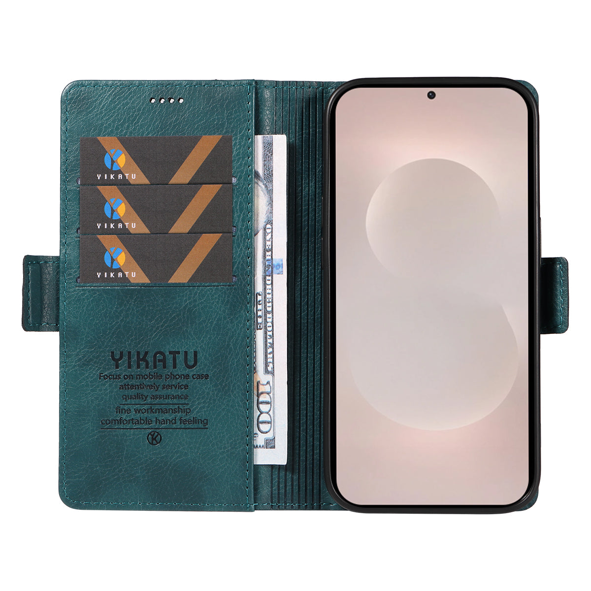 For-Samsung-Galaxy-S26-Edge-Case-YIKATU-YK-007-Litchi-Texture-PU-Leather-Wallet-Phone-Cover-Blue