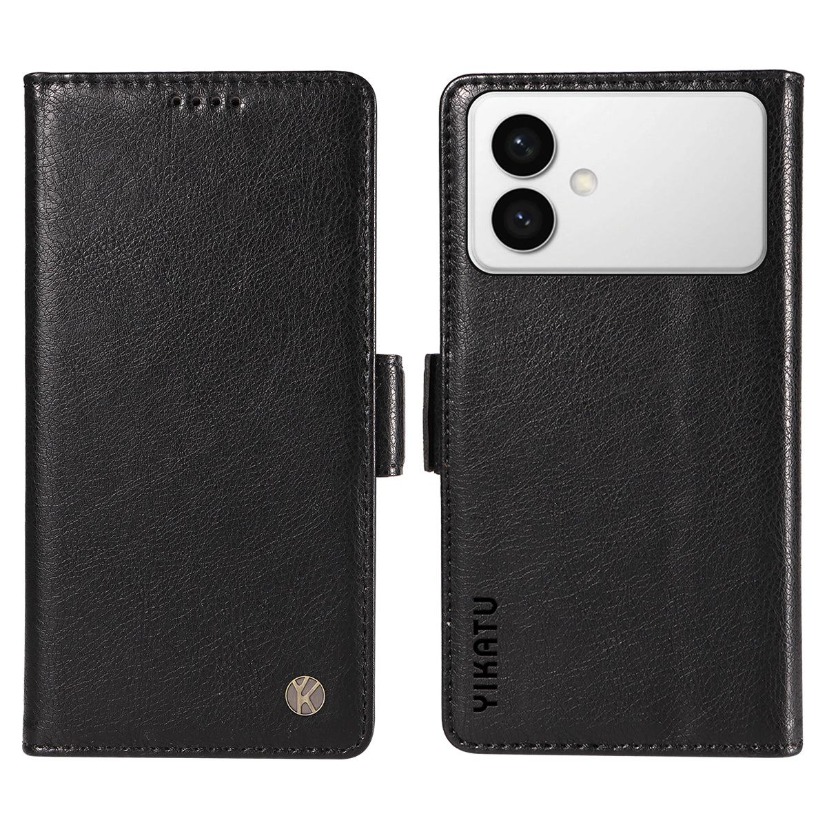 For-Samsung-Galaxy-S26-Edge-Case-YIKATU-YK-007-Litchi-Texture-PU-Leather-Wallet-Phone-Cover-Black