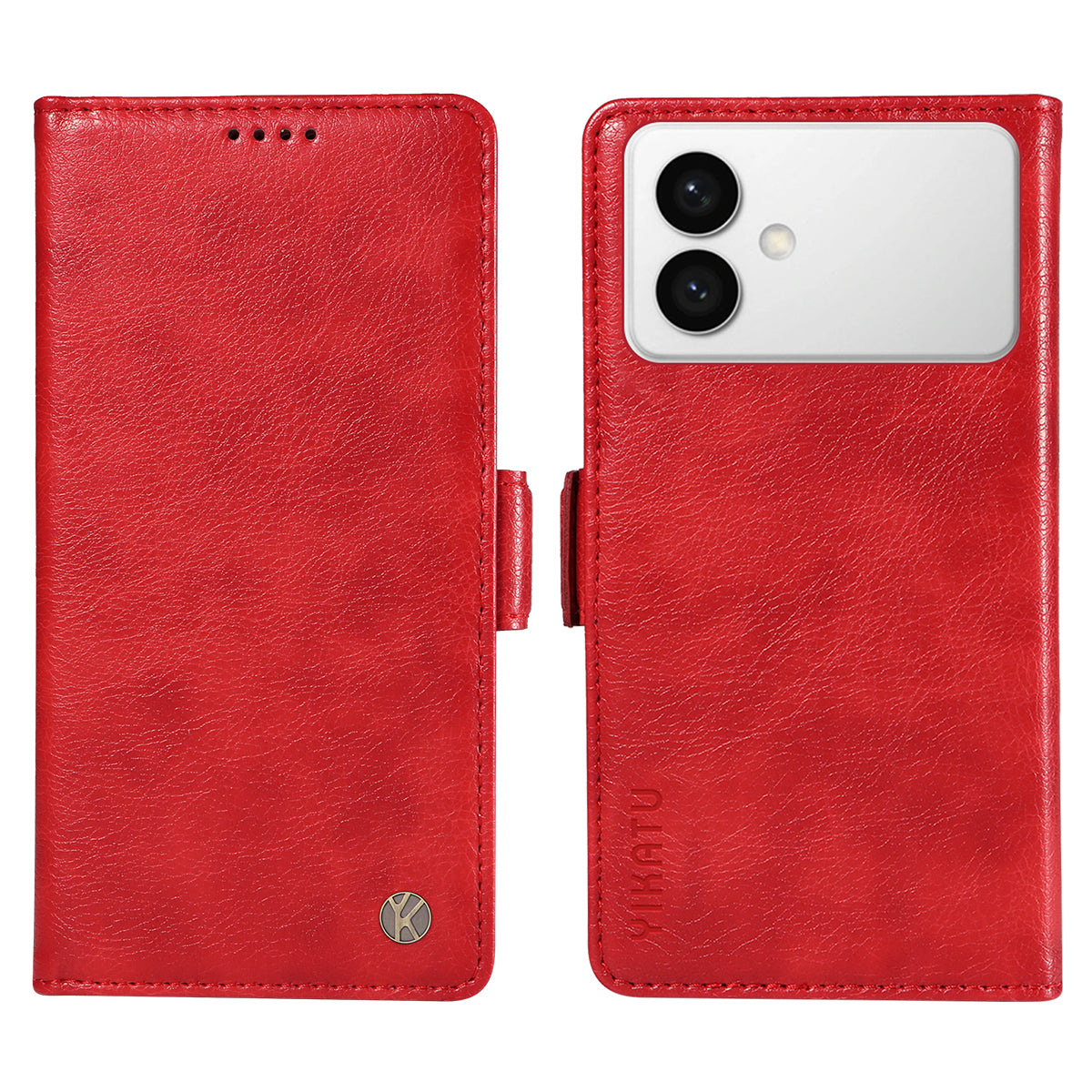 For-Samsung-Galaxy-S26-Edge-Case-YIKATU-YK-007-Litchi-Texture-PU-Leather-Wallet-Phone-Cover-Red
