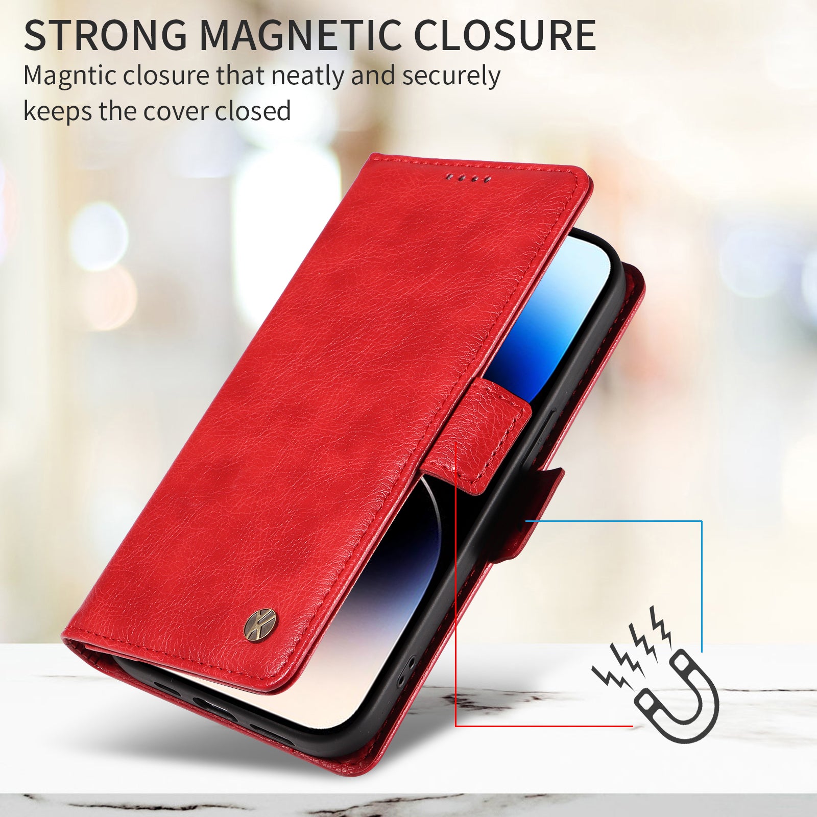 For-Samsung-Galaxy-S26-Edge-Case-YIKATU-YK-007-Litchi-Texture-PU-Leather-Wallet-Phone-Cover-Red