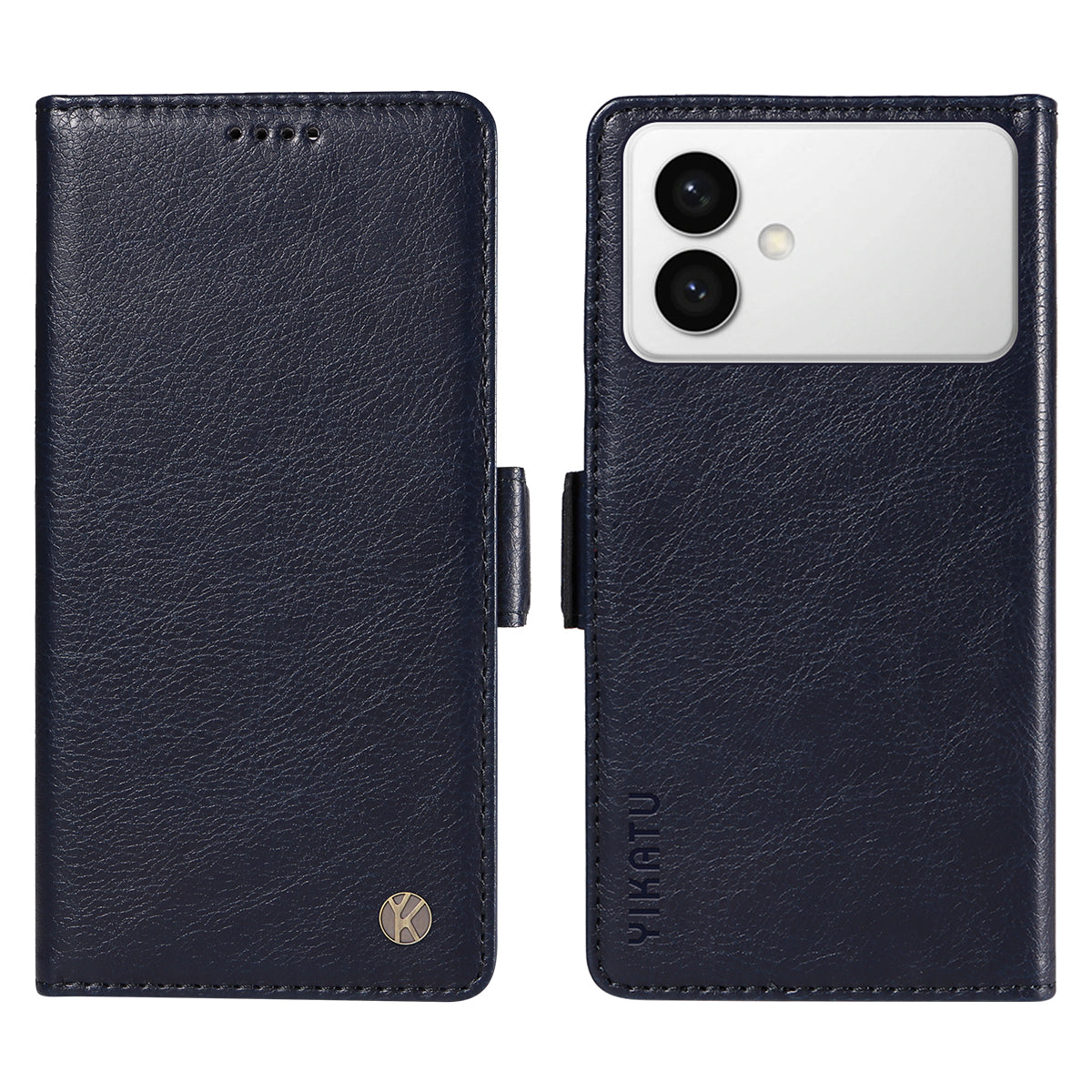 For-Samsung-Galaxy-S26-Edge-Case-YIKATU-YK-007-Litchi-Texture-PU-Leather-Wallet-Phone-Cover-Navy-Blue