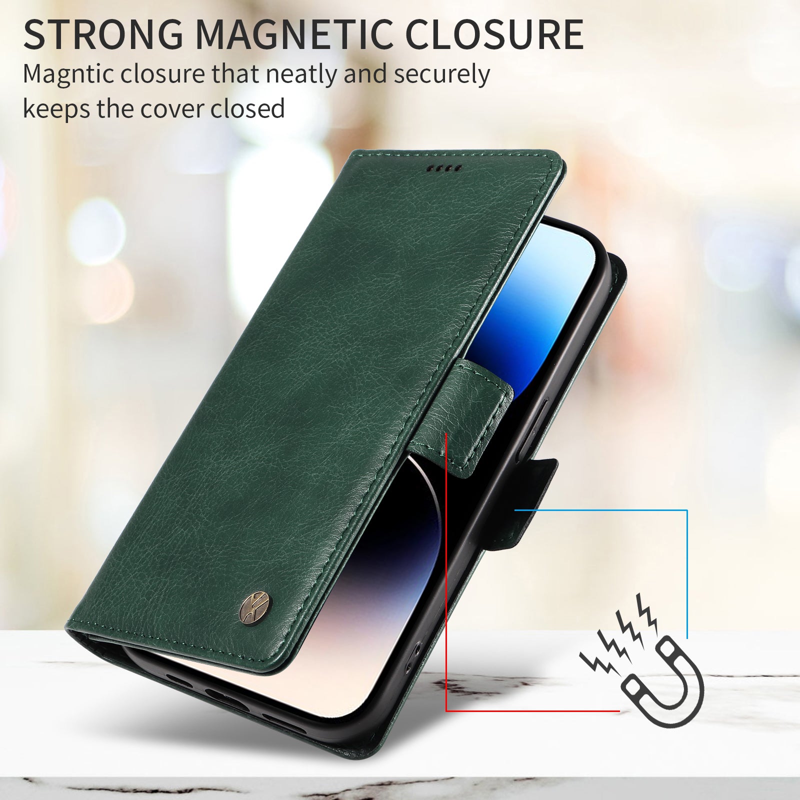 For-Samsung-Galaxy-S26-Edge-Case-YIKATU-YK-007-Litchi-Texture-PU-Leather-Wallet-Phone-Cover-Green