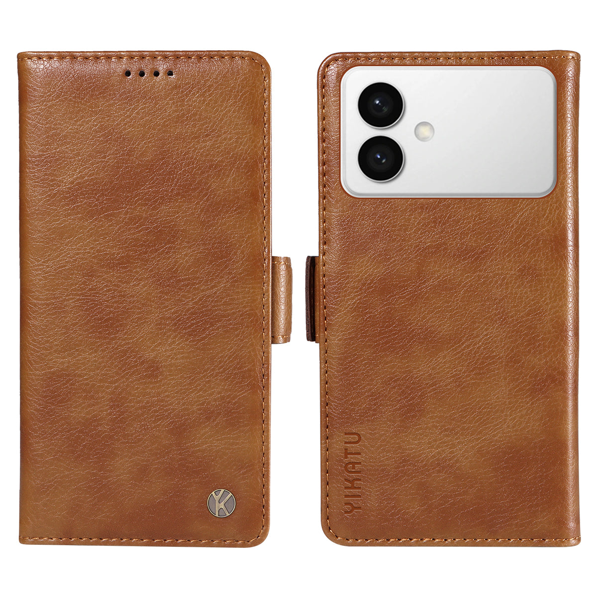 For-Samsung-Galaxy-S26-Edge-Case-YIKATU-YK-007-Litchi-Texture-PU-Leather-Wallet-Phone-Cover-Brown