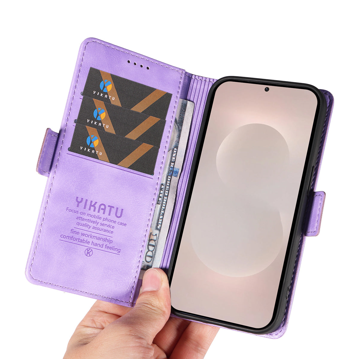 For-Samsung-Galaxy-S26-Edge-Case-YIKATU-YK-007-Litchi-Texture-PU-Leather-Wallet-Phone-Cover-Purple