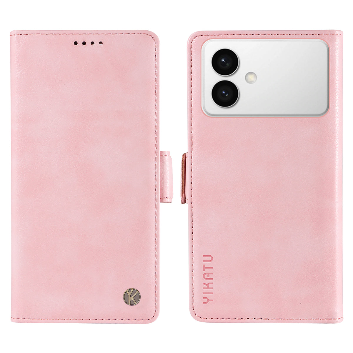 For-Samsung-Galaxy-S26-Edge-Case-YIKATU-YK-007-Litchi-Texture-PU-Leather-Wallet-Phone-Cover-Pink