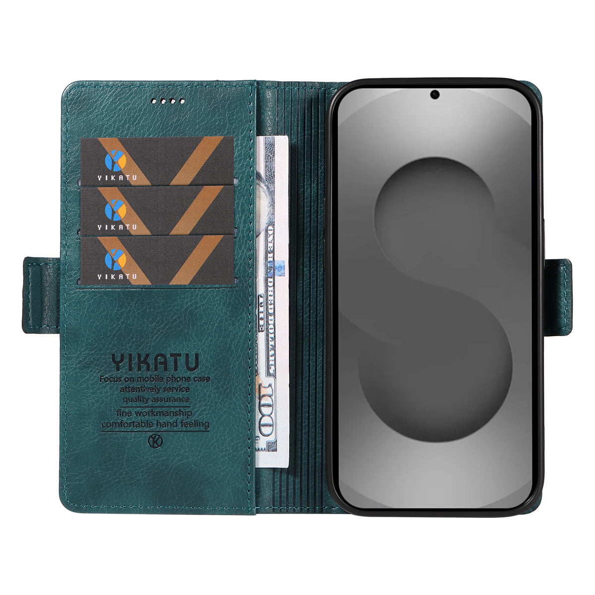 For-Samsung-Galaxy-S26-Ultra-Case-YIKATU-YK-007-Litchi-Texture-PU-Leather-Wallet-Phone-Cover-Blue