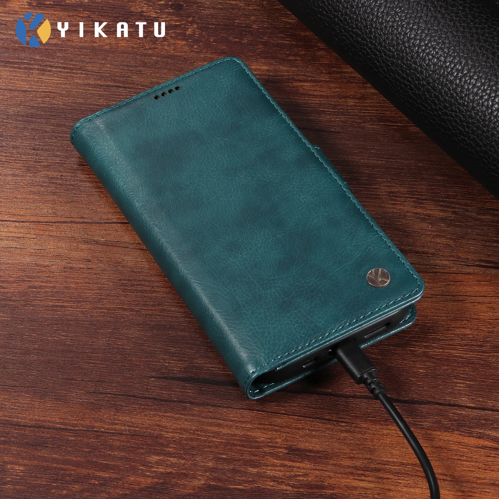 For-Samsung-Galaxy-S26-Ultra-Case-YIKATU-YK-007-Litchi-Texture-PU-Leather-Wallet-Phone-Cover-Blue