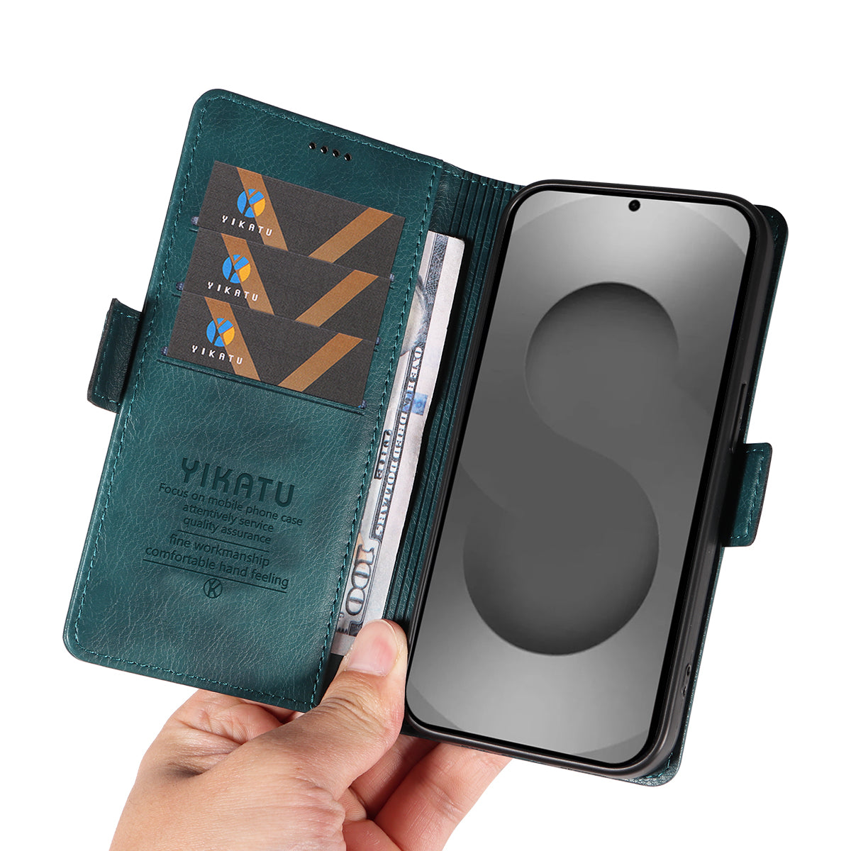 For-Samsung-Galaxy-S26-Ultra-Case-YIKATU-YK-007-Litchi-Texture-PU-Leather-Wallet-Phone-Cover-Blue