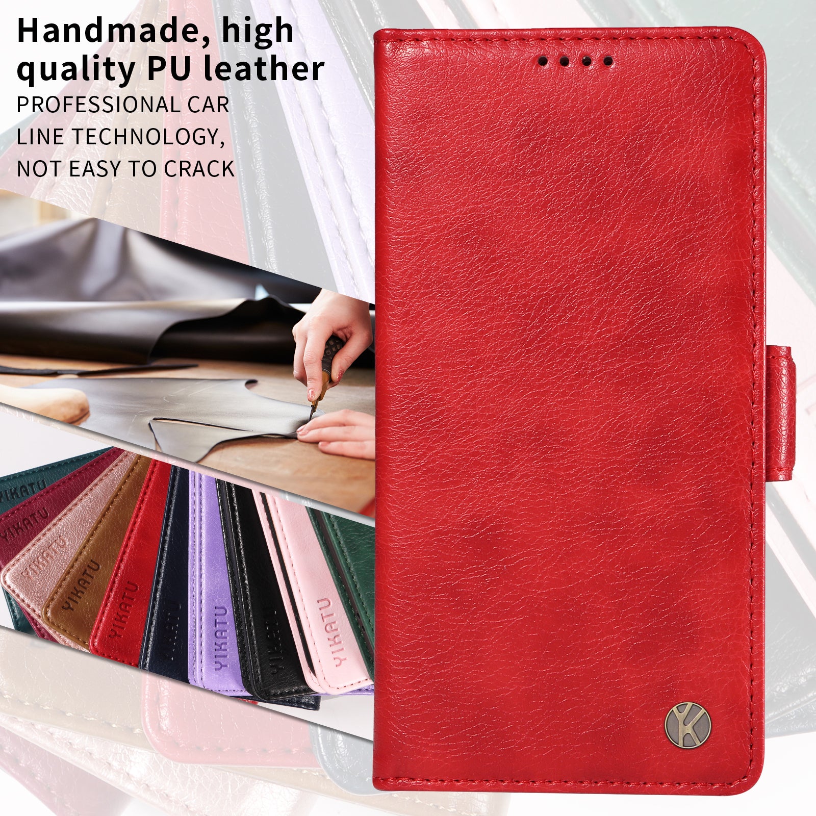 For-Samsung-Galaxy-S26-Ultra-Case-YIKATU-YK-007-Litchi-Texture-PU-Leather-Wallet-Phone-Cover-Red