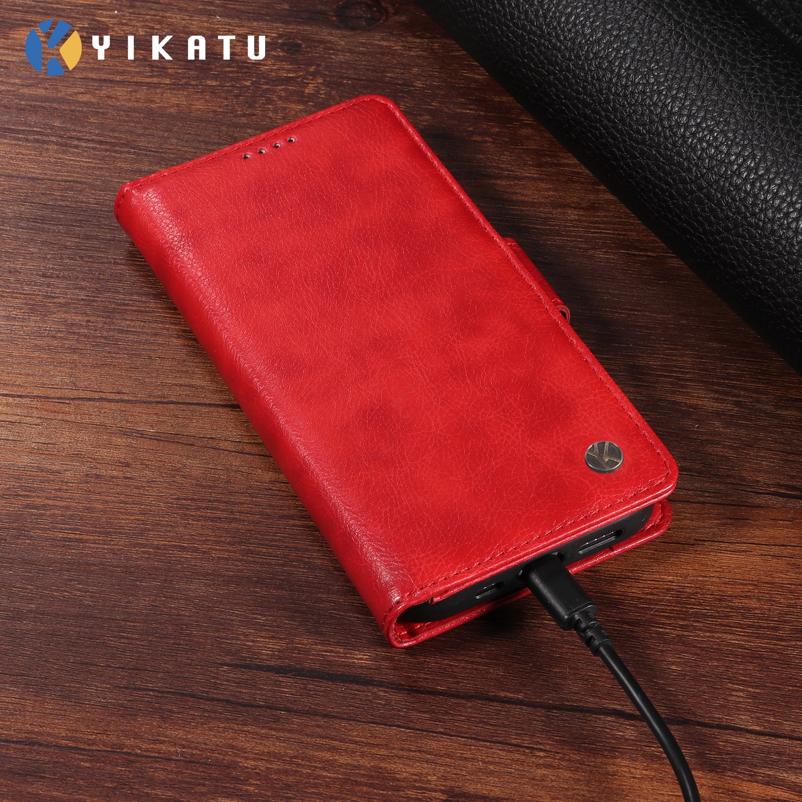 For-Samsung-Galaxy-S26-Ultra-Case-YIKATU-YK-007-Litchi-Texture-PU-Leather-Wallet-Phone-Cover-Red