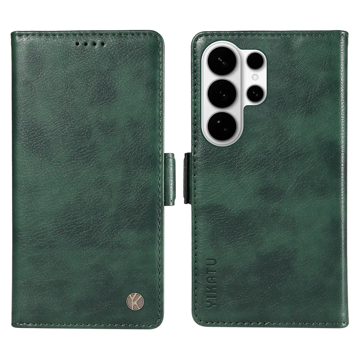 For-Samsung-Galaxy-S26-Ultra-Case-YIKATU-YK-007-Litchi-Texture-PU-Leather-Wallet-Phone-Cover-Green