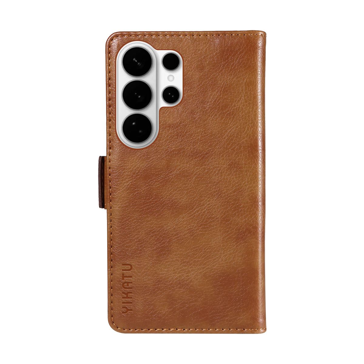 For-Samsung-Galaxy-S26-Ultra-Case-YIKATU-YK-007-Litchi-Texture-PU-Leather-Wallet-Phone-Cover-Brown
