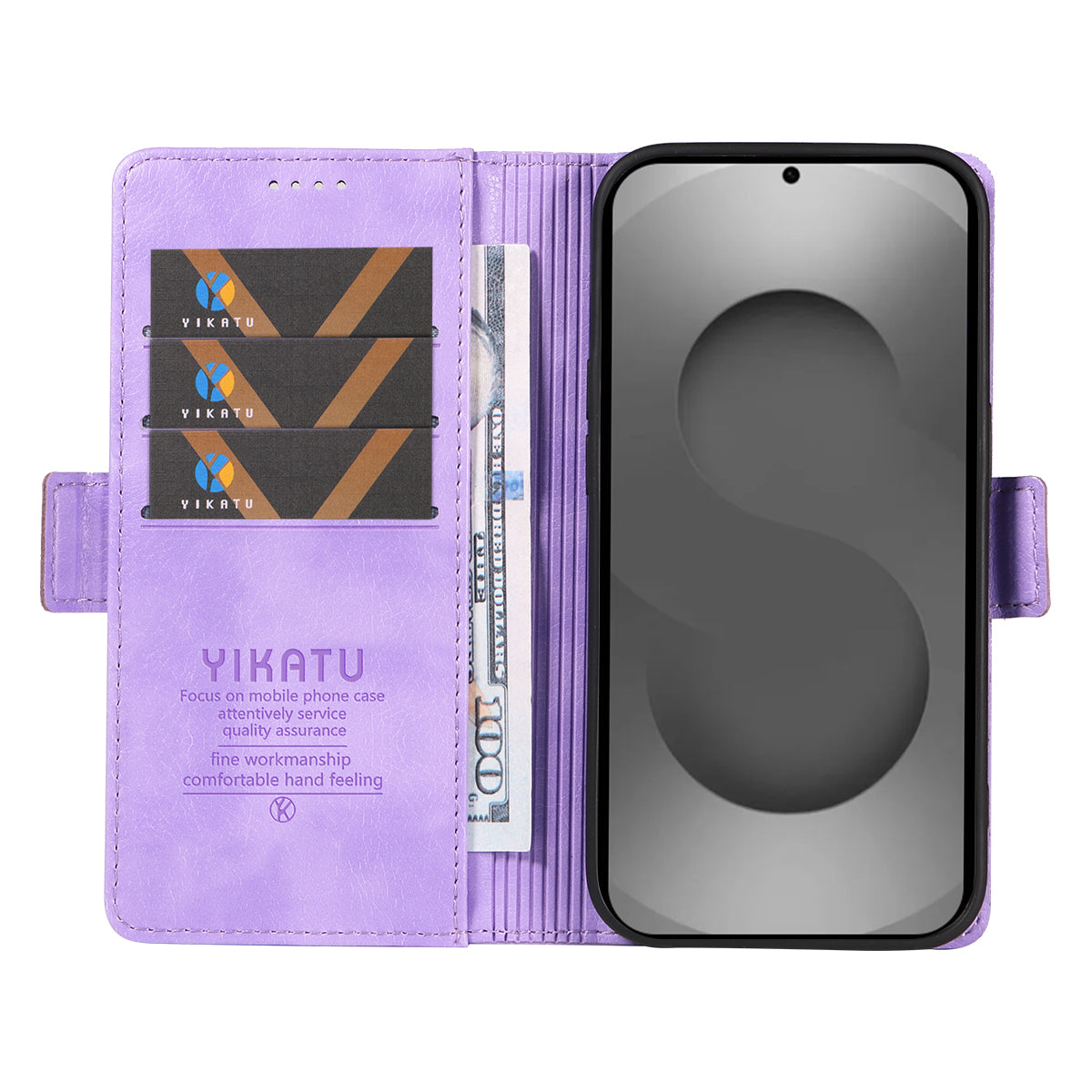 For-Samsung-Galaxy-S26-Ultra-Case-YIKATU-YK-007-Litchi-Texture-PU-Leather-Wallet-Phone-Cover-Purple
