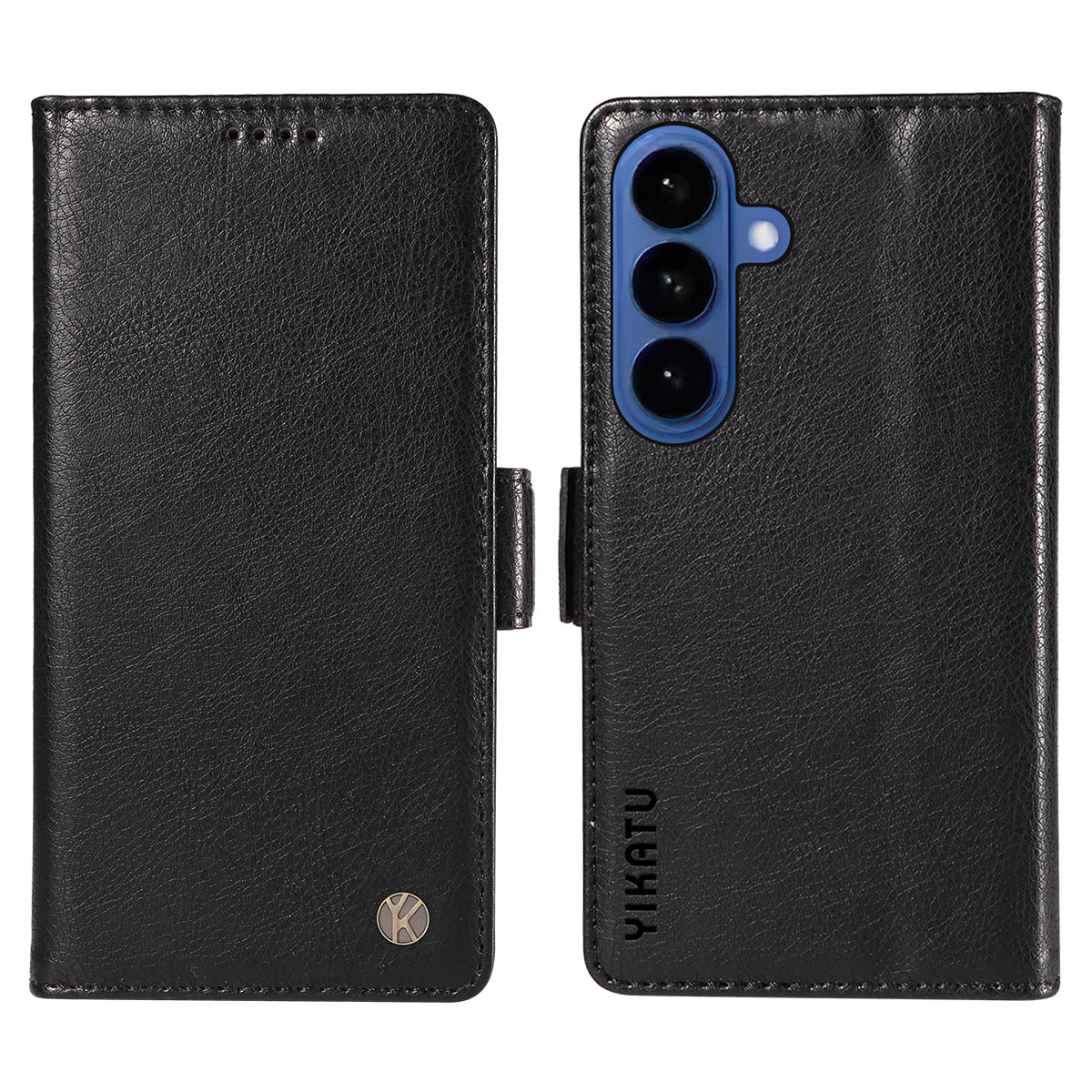 For-Samsung-Galaxy-S26-/-S26-Pro-Case-YIKATU-YK-007-Litchi-Texture-PU-Leather-Wallet-Phone-Cover-Black