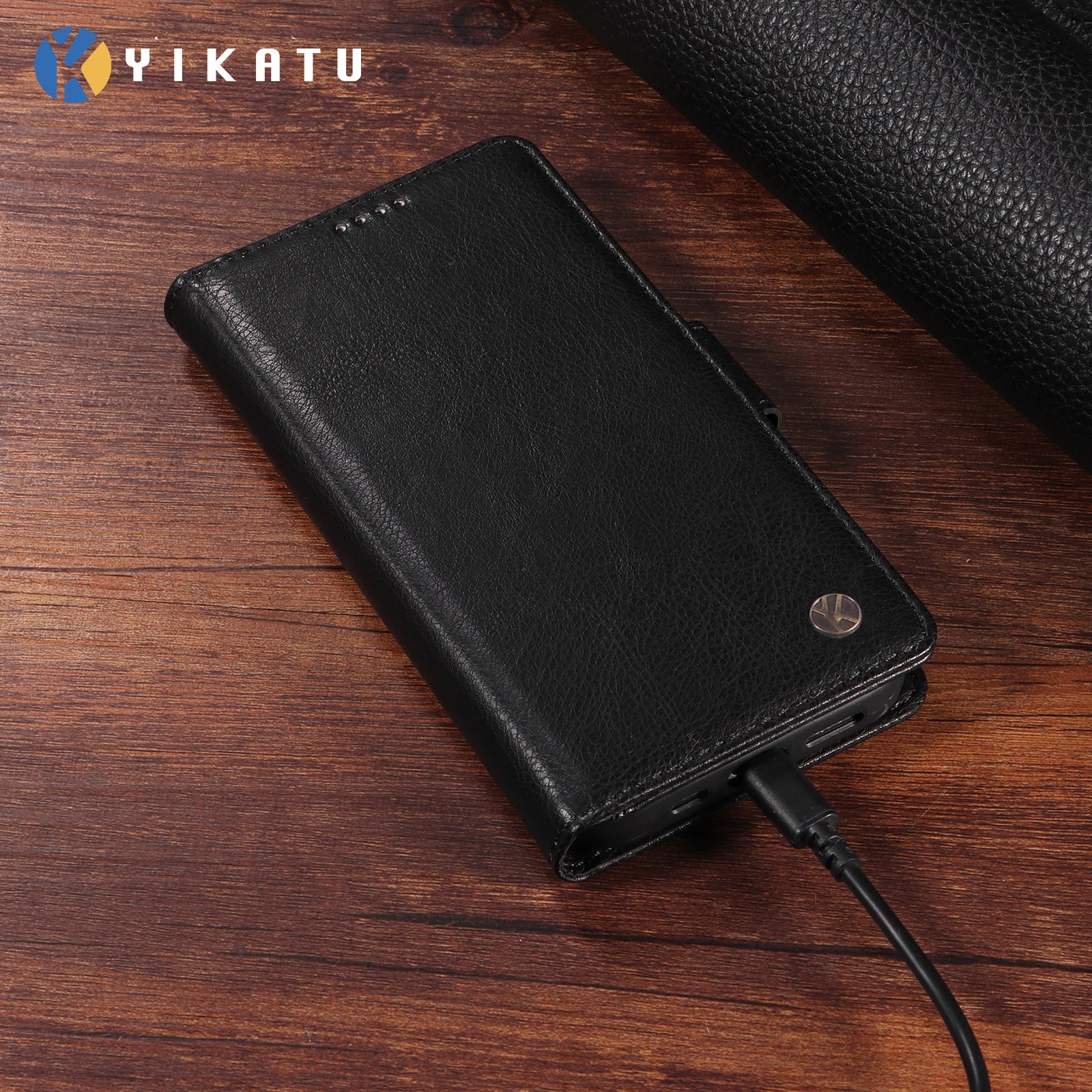 For-Samsung-Galaxy-S26-/-S26-Pro-Case-YIKATU-YK-007-Litchi-Texture-PU-Leather-Wallet-Phone-Cover-Black