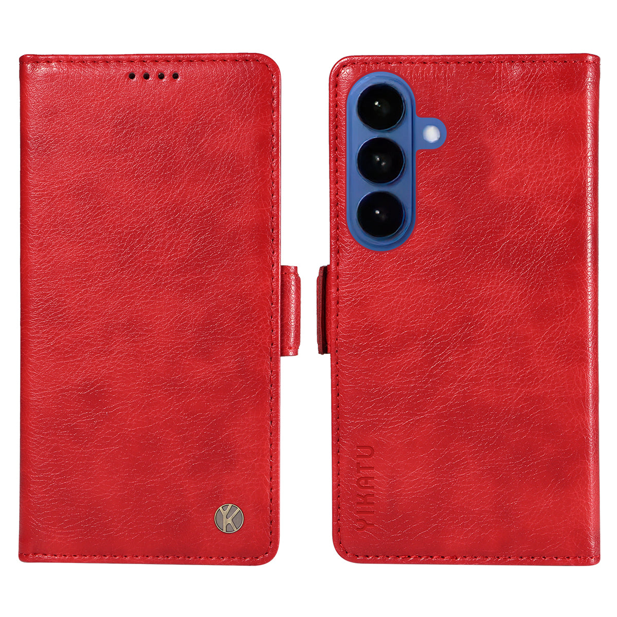 For-Samsung-Galaxy-S26-/-S26-Pro-Case-YIKATU-YK-007-Litchi-Texture-PU-Leather-Wallet-Phone-Cover-Red