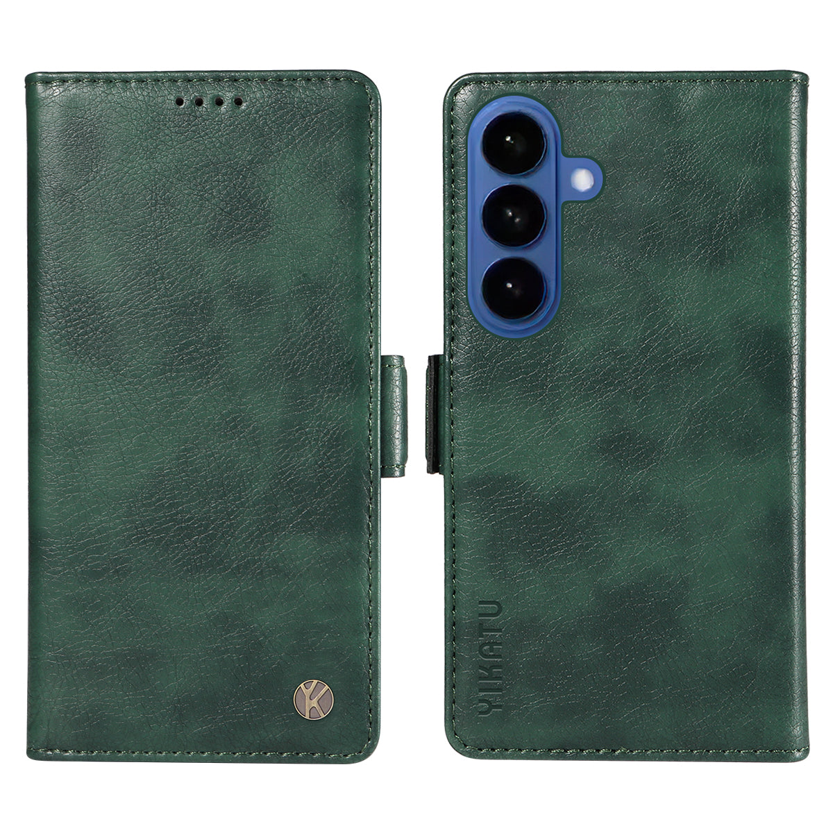 For-Samsung-Galaxy-S26-/-S26-Pro-Case-YIKATU-YK-007-Litchi-Texture-PU-Leather-Wallet-Phone-Cover-Green