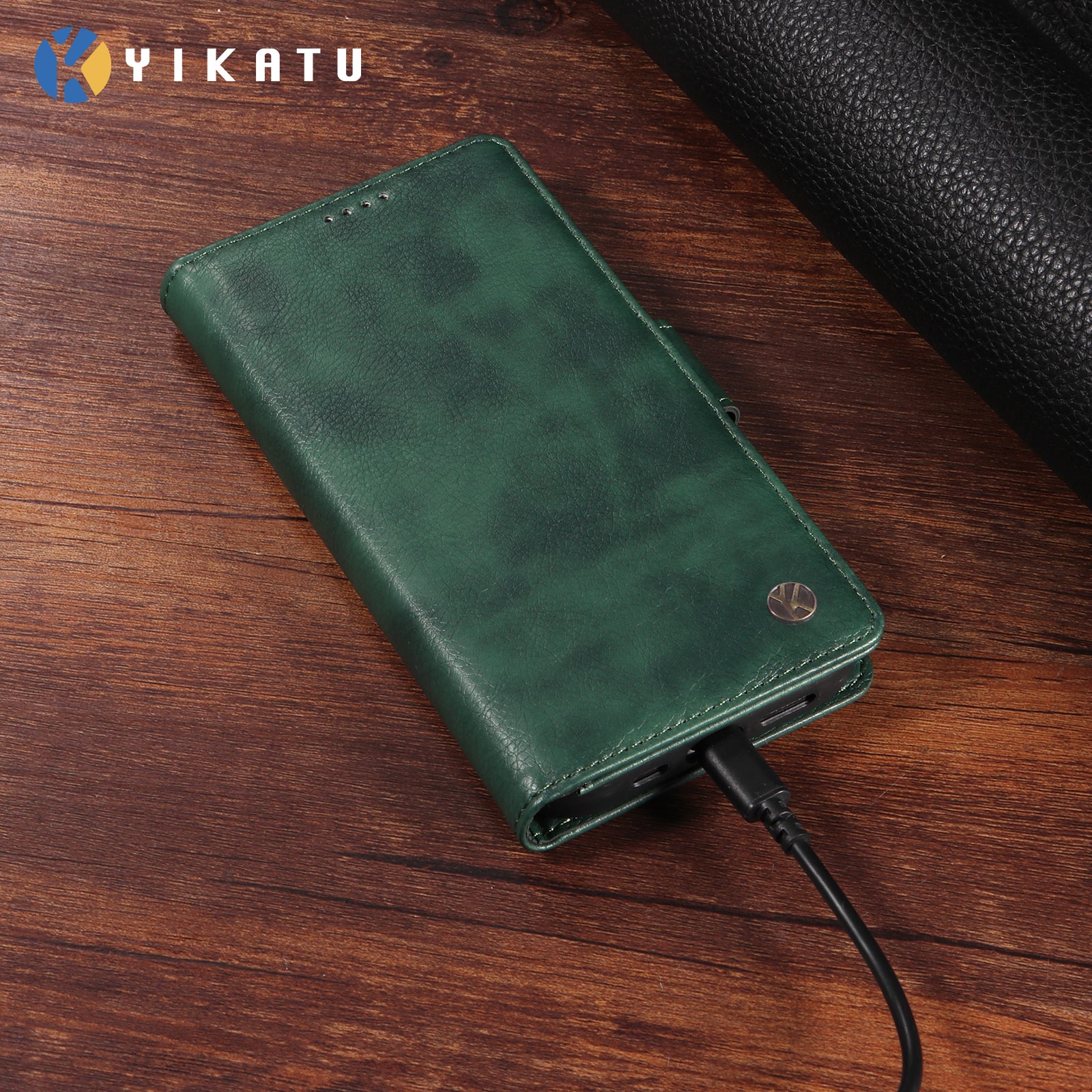 For-Samsung-Galaxy-S26-/-S26-Pro-Case-YIKATU-YK-007-Litchi-Texture-PU-Leather-Wallet-Phone-Cover-Green