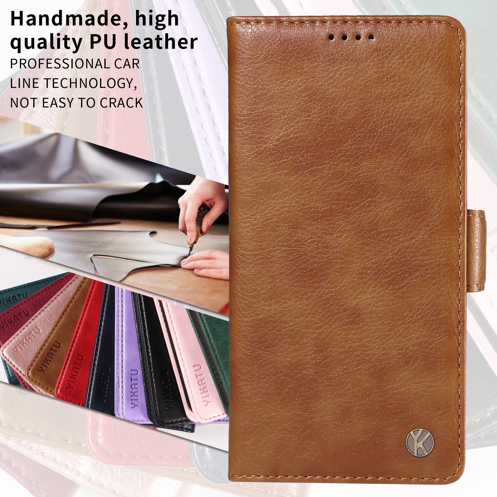 For-Samsung-Galaxy-S26-/-S26-Pro-Case-YIKATU-YK-007-Litchi-Texture-PU-Leather-Wallet-Phone-Cover-Brown