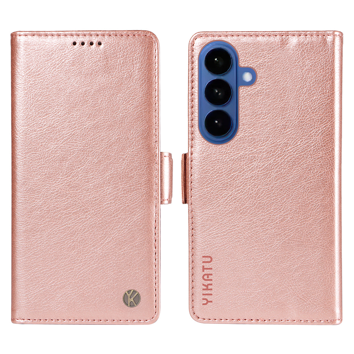For-Samsung-Galaxy-S26-/-S26-Pro-Case-YIKATU-YK-007-Litchi-Texture-PU-Leather-Wallet-Phone-Cover-Rose-Gold