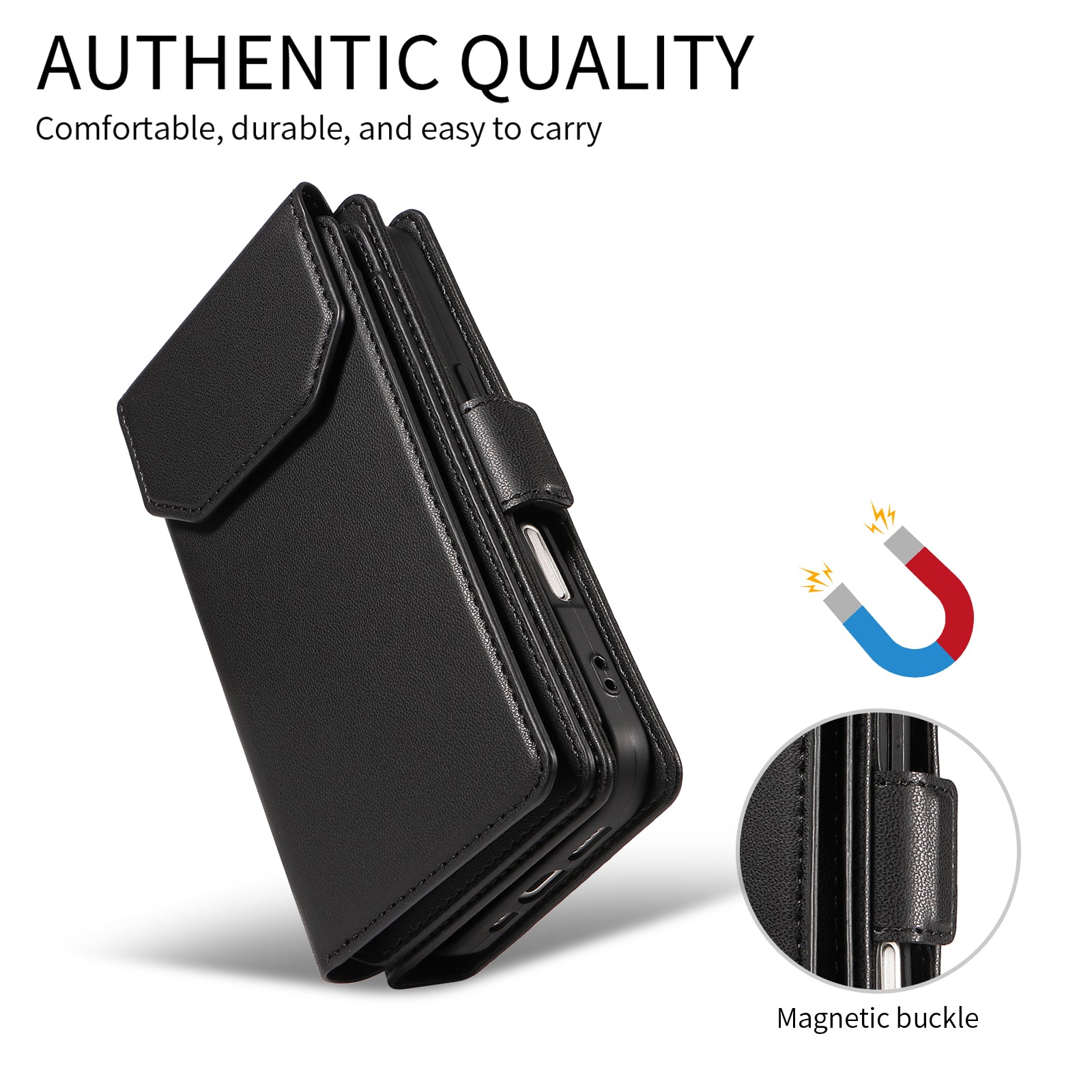 For-Samsung-Galaxy-S26-Ultra-Case-with-Multi-Card-Holder-and-Strap-PU-Leather-Phone-Cover-Stand-Black