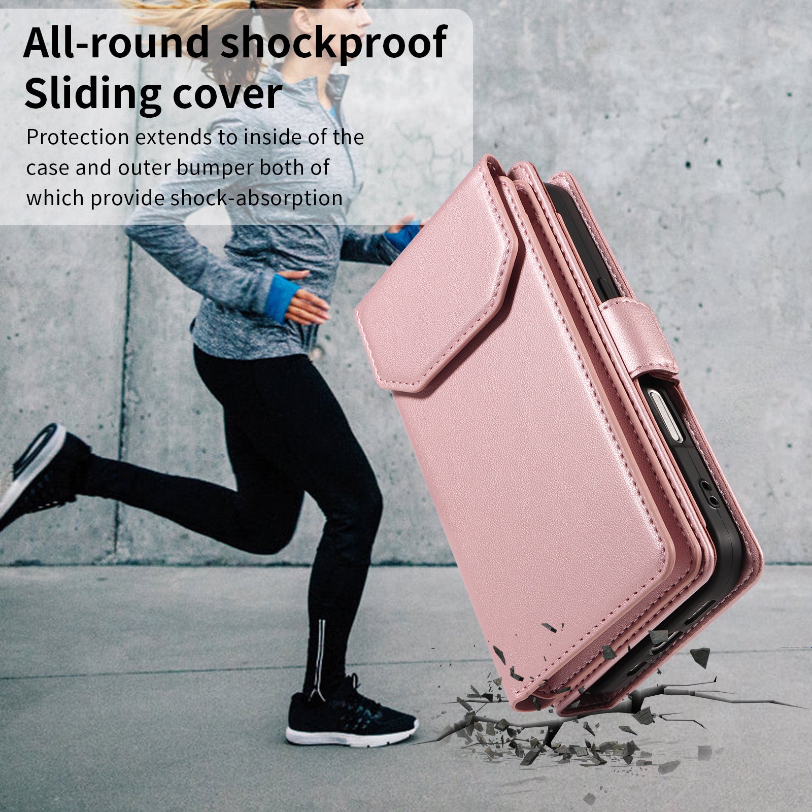 For-Samsung-Galaxy-S26-Ultra-Case-with-Multi-Card-Holder-and-Strap-PU-Leather-Phone-Cover-Stand-Rose-Gold