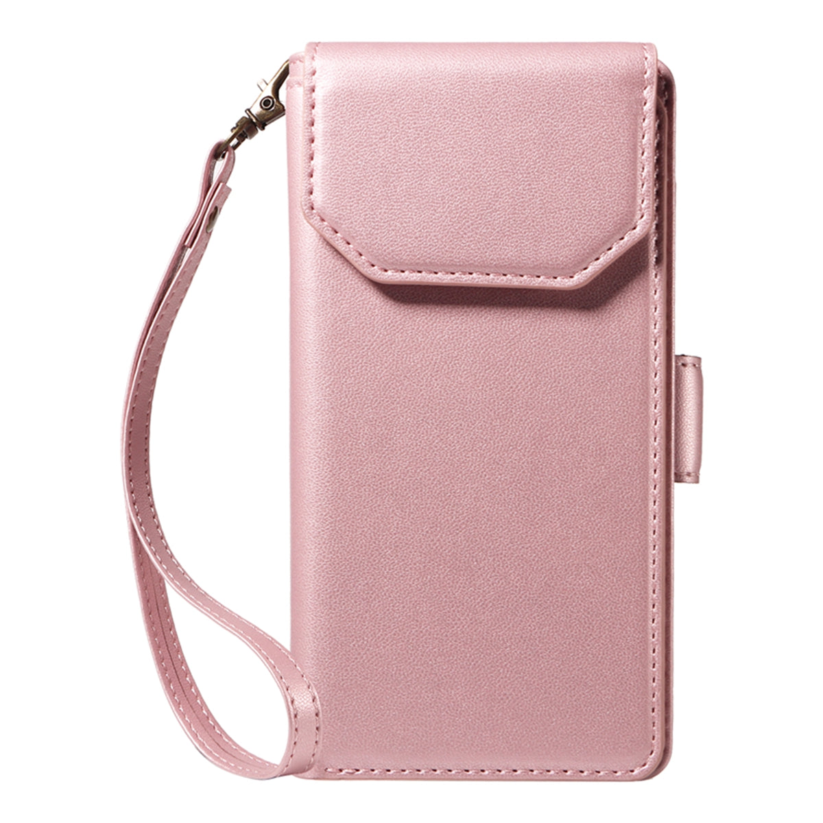 For-Samsung-Galaxy-S26-Edge-Case-with-Multi-Card-Holder-and-Strap-PU-Leather-Phone-Cover-Stand-Rose-Gold