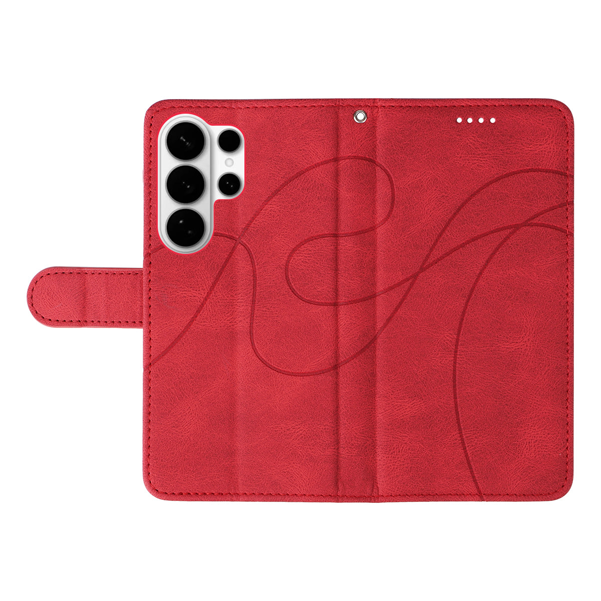 For-Samsung-Galaxy-S26-Ultra-Wallet-Case-Leather-Phone-Cover-Stand-with-Curved-Line-Design-Red