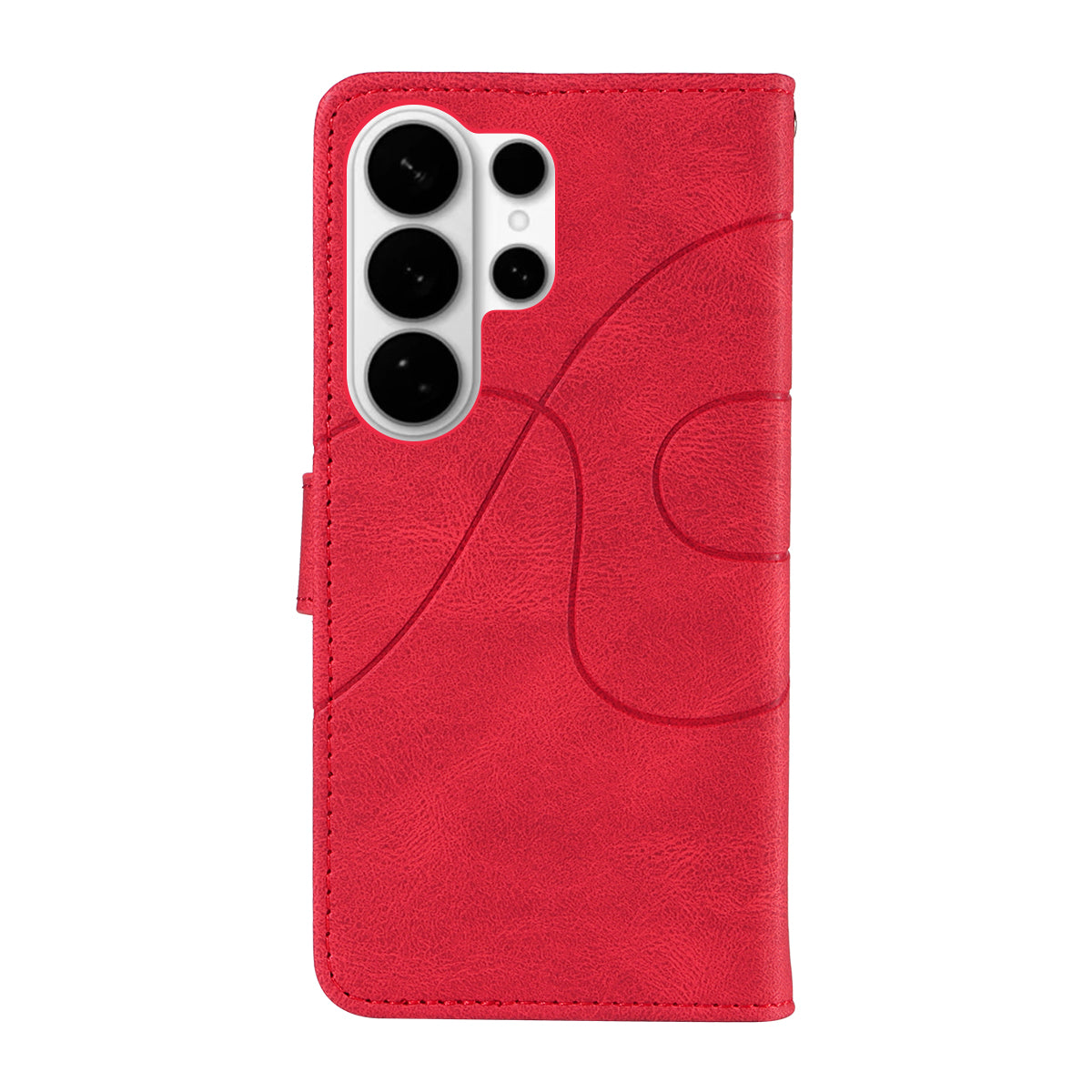 For-Samsung-Galaxy-S26-Ultra-Wallet-Case-Leather-Phone-Cover-Stand-with-Curved-Line-Design-Red