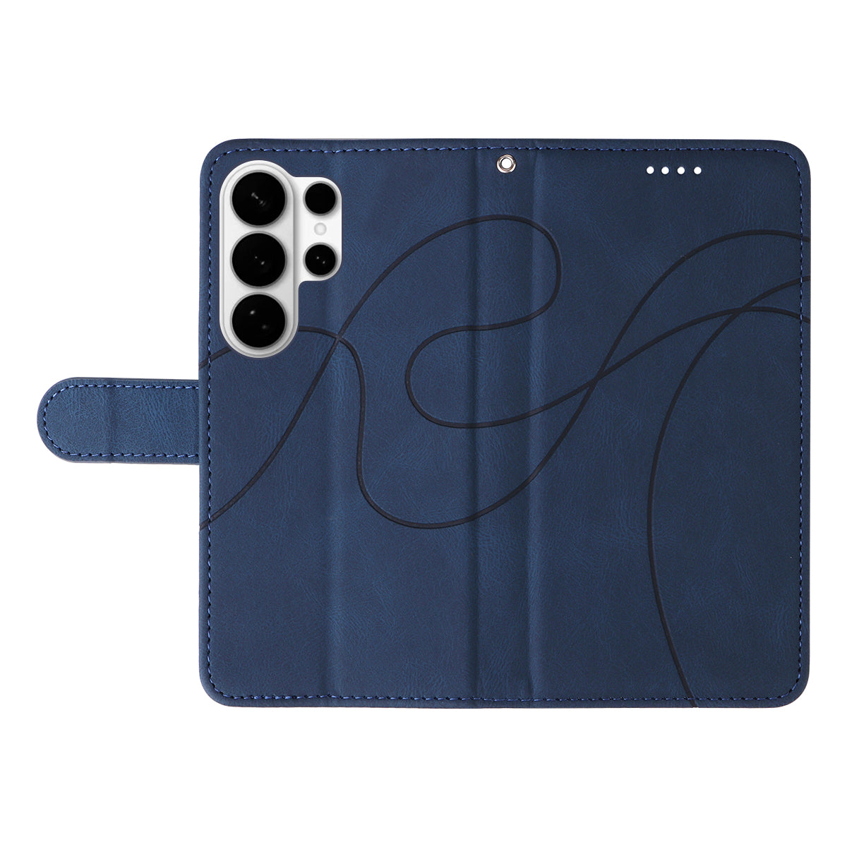 For-Samsung-Galaxy-S26-Ultra-Wallet-Case-Leather-Phone-Cover-Stand-with-Curved-Line-Design-Blue