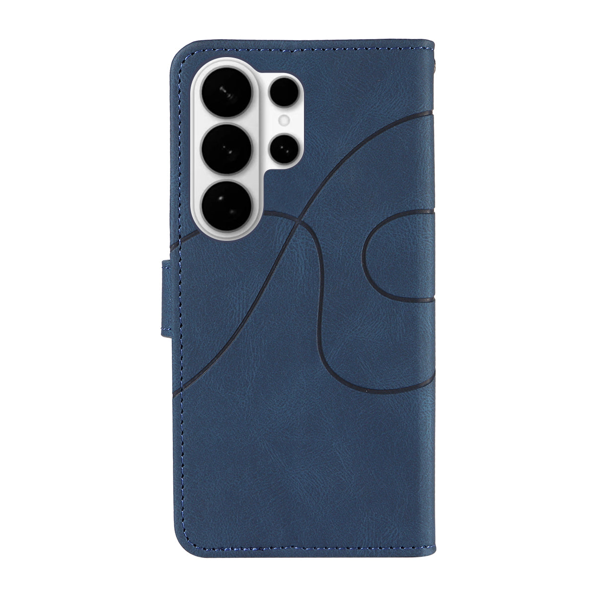 For-Samsung-Galaxy-S26-Ultra-Wallet-Case-Leather-Phone-Cover-Stand-with-Curved-Line-Design-Blue