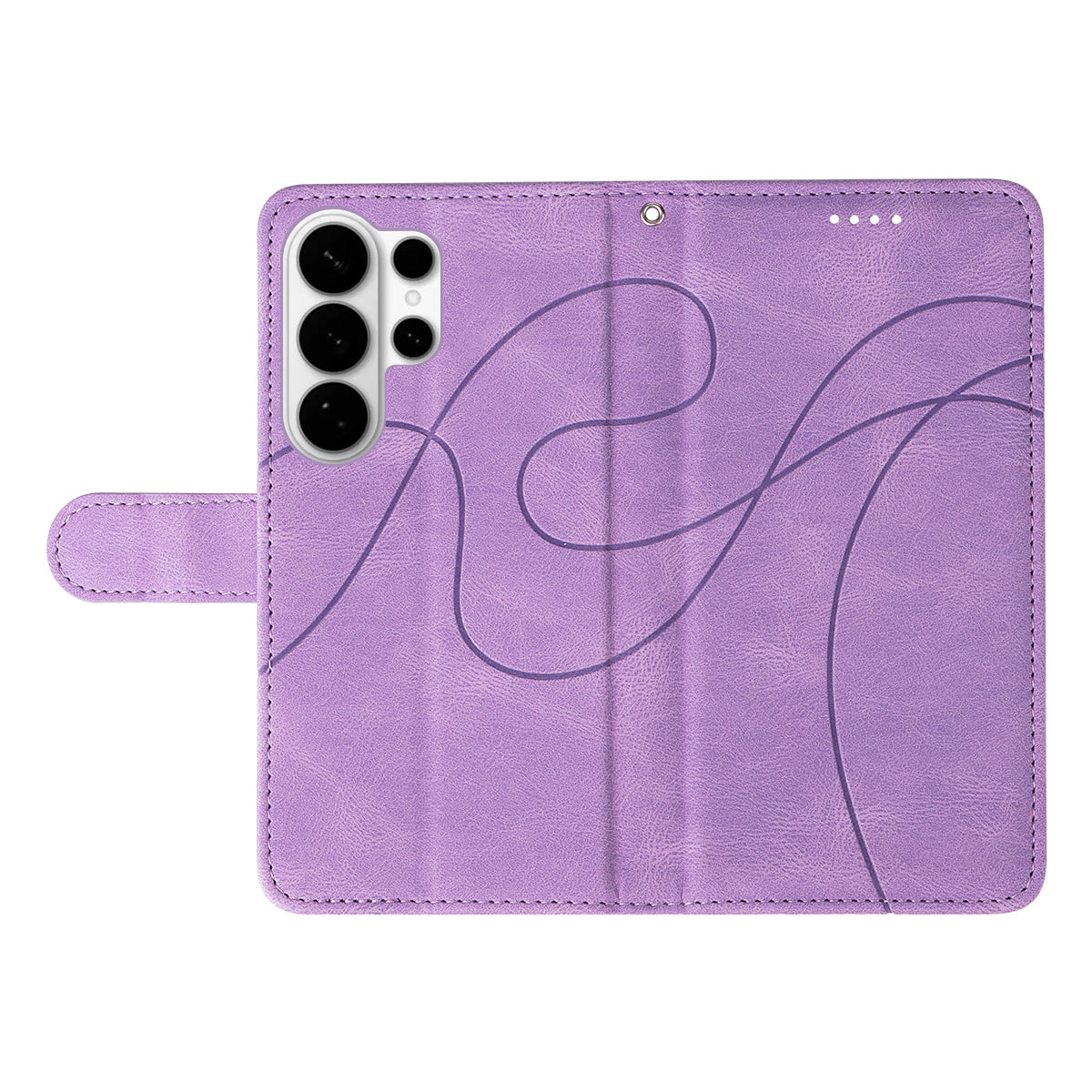 For-Samsung-Galaxy-S26-Ultra-Wallet-Case-Leather-Phone-Cover-Stand-with-Curved-Line-Design-Light-Purple