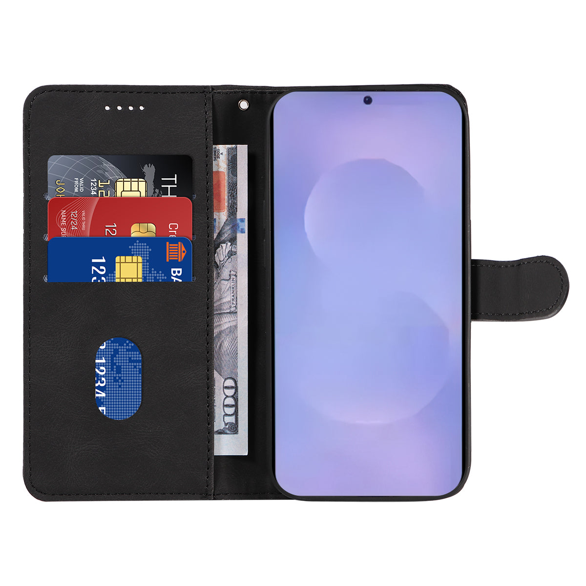 For-Samsung-Galaxy-S26-/-S26-Pro-Wallet-Case-Leather-Phone-Cover-Stand-with-Curved-Line-Design-Black