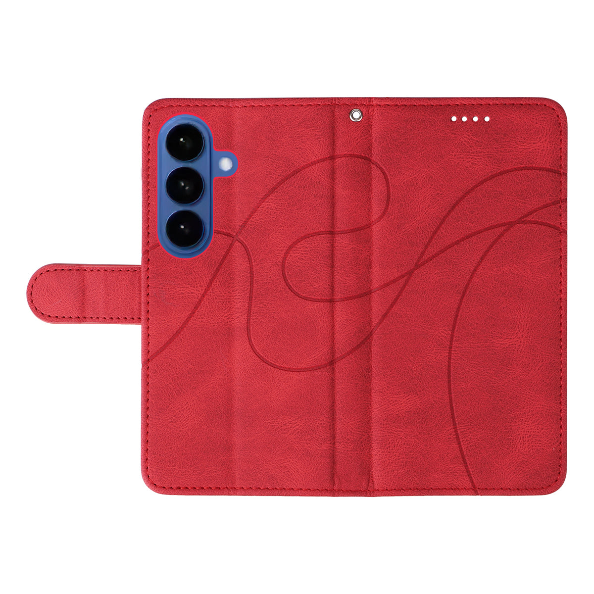 For-Samsung-Galaxy-S26-/-S26-Pro-Wallet-Case-Leather-Phone-Cover-Stand-with-Curved-Line-Design-Red