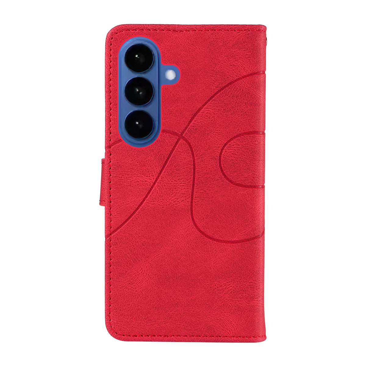 For-Samsung-Galaxy-S26-/-S26-Pro-Wallet-Case-Leather-Phone-Cover-Stand-with-Curved-Line-Design-Red