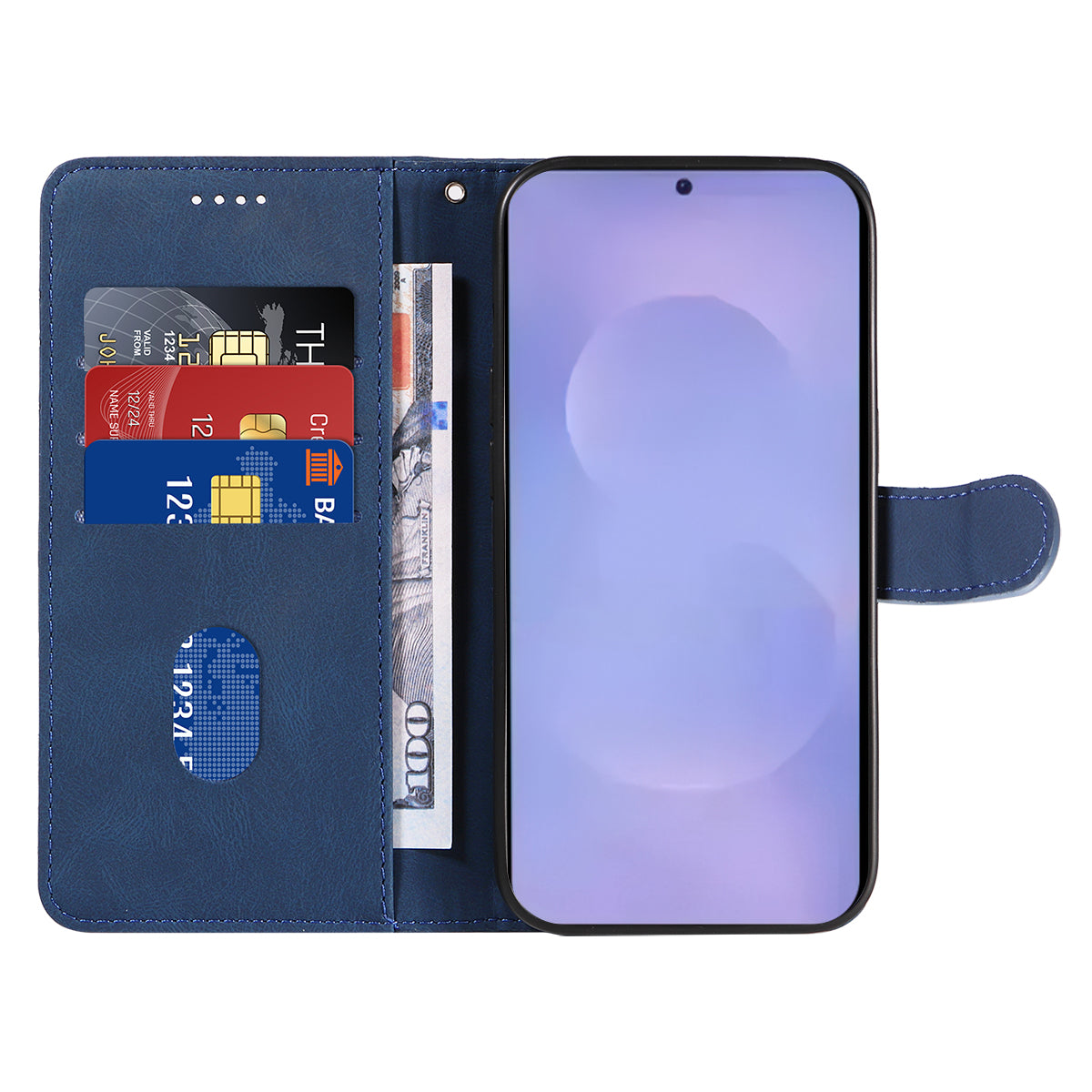 For-Samsung-Galaxy-S26-/-S26-Pro-Wallet-Case-Leather-Phone-Cover-Stand-with-Curved-Line-Design-Blue