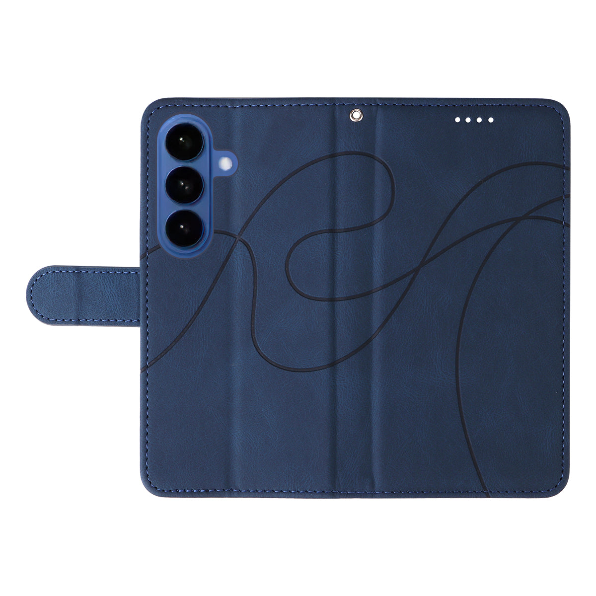 For-Samsung-Galaxy-S26-/-S26-Pro-Wallet-Case-Leather-Phone-Cover-Stand-with-Curved-Line-Design-Blue