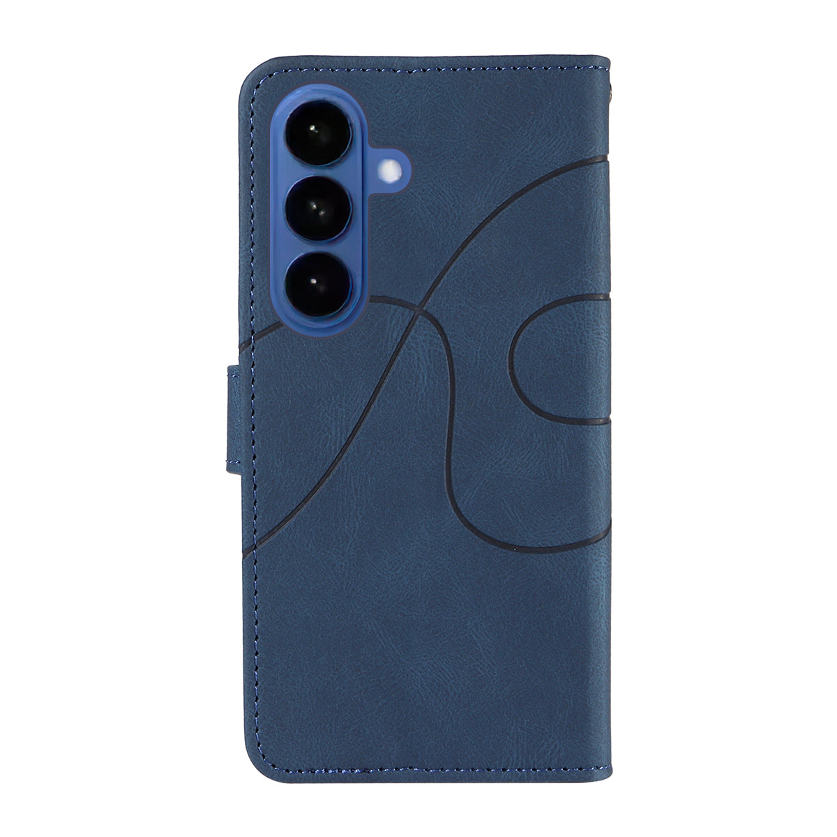 For-Samsung-Galaxy-S26-/-S26-Pro-Wallet-Case-Leather-Phone-Cover-Stand-with-Curved-Line-Design-Blue