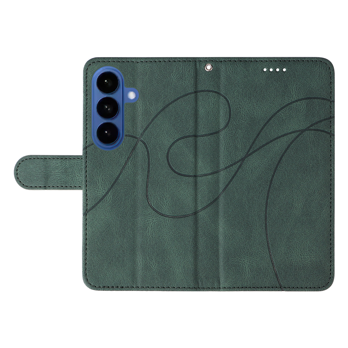 For-Samsung-Galaxy-S26-/-S26-Pro-Wallet-Case-Leather-Phone-Cover-Stand-with-Curved-Line-Design-Green