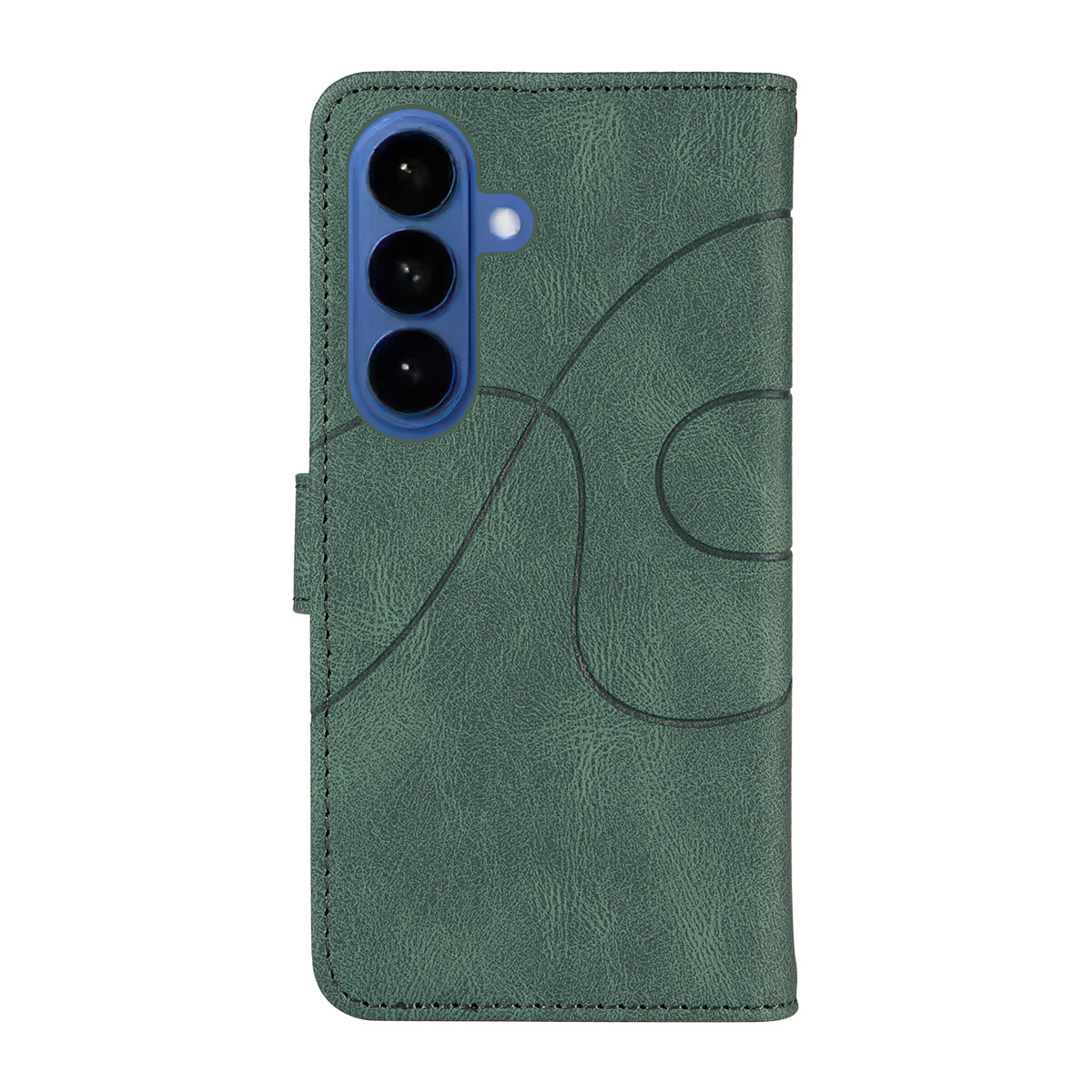 For-Samsung-Galaxy-S26-/-S26-Pro-Wallet-Case-Leather-Phone-Cover-Stand-with-Curved-Line-Design-Green
