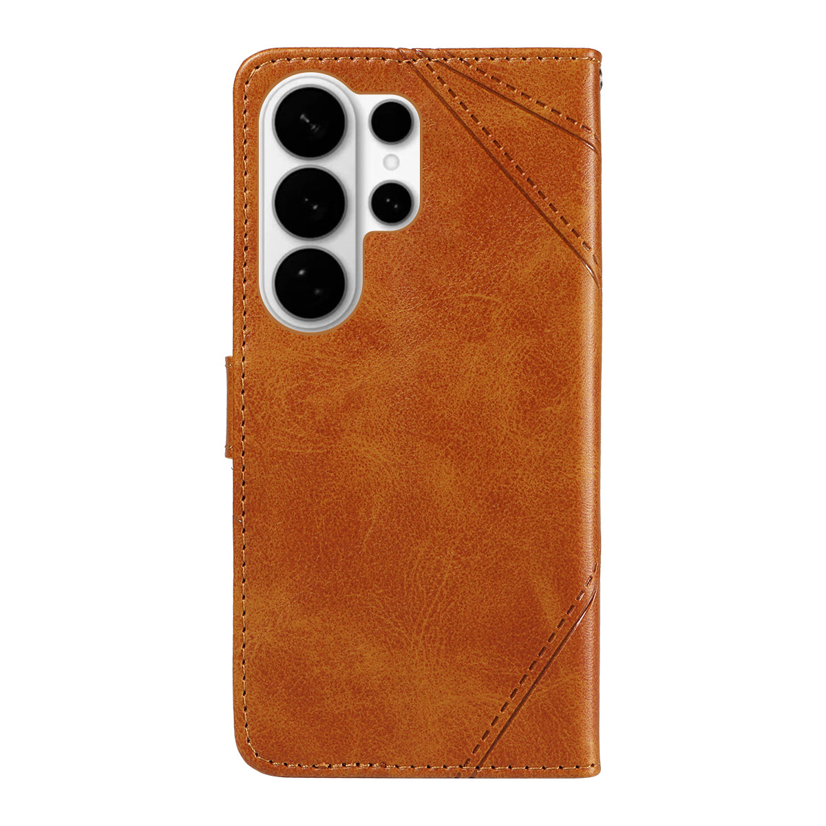For-Samsung-Galaxy-S26-Ultra-Leather-Case-Geometric-Line-Design-Wallet-Phone-Cover-with-Wrist-Strap-Brown