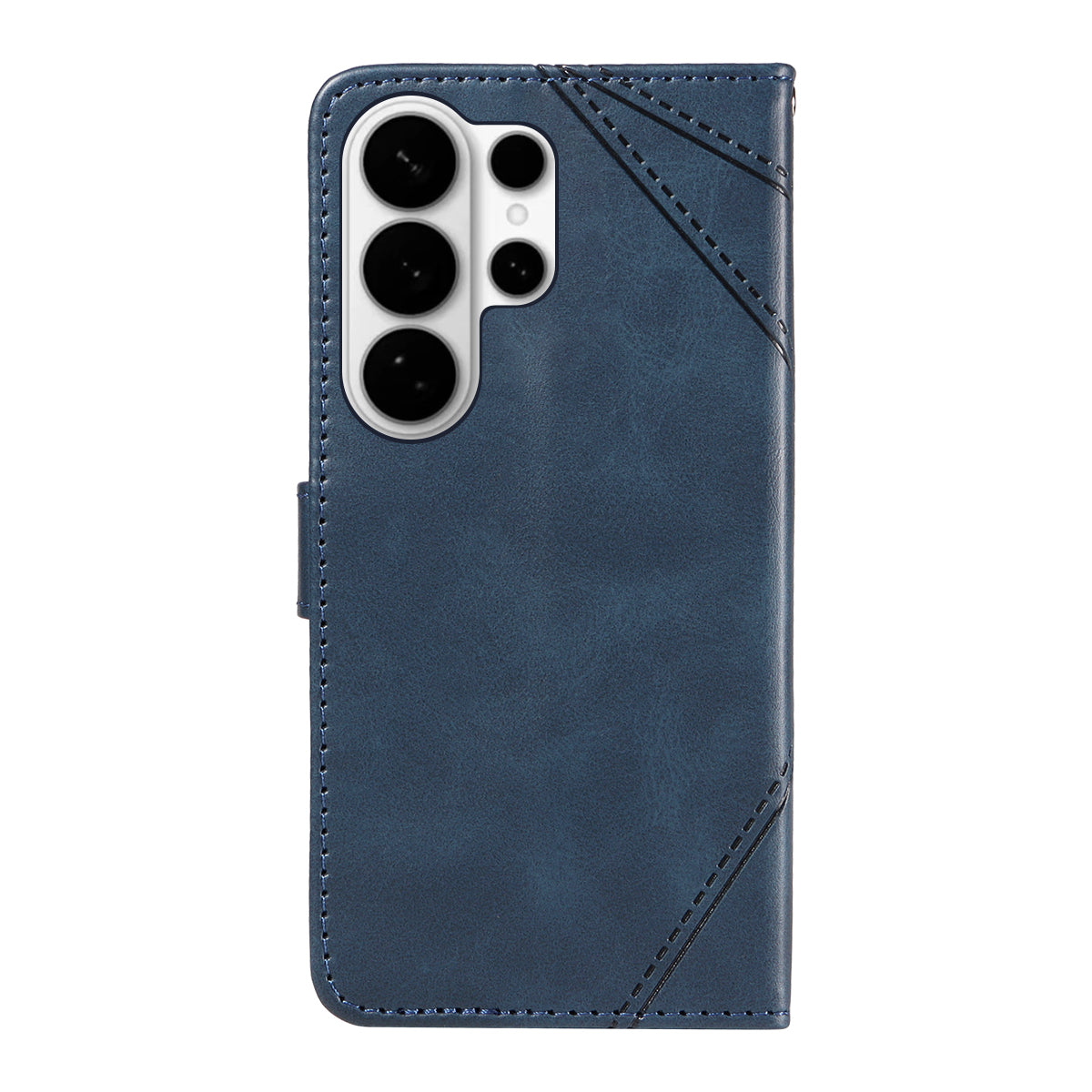 For-Samsung-Galaxy-S26-Ultra-Leather-Case-Geometric-Line-Design-Wallet-Phone-Cover-with-Wrist-Strap-Blue