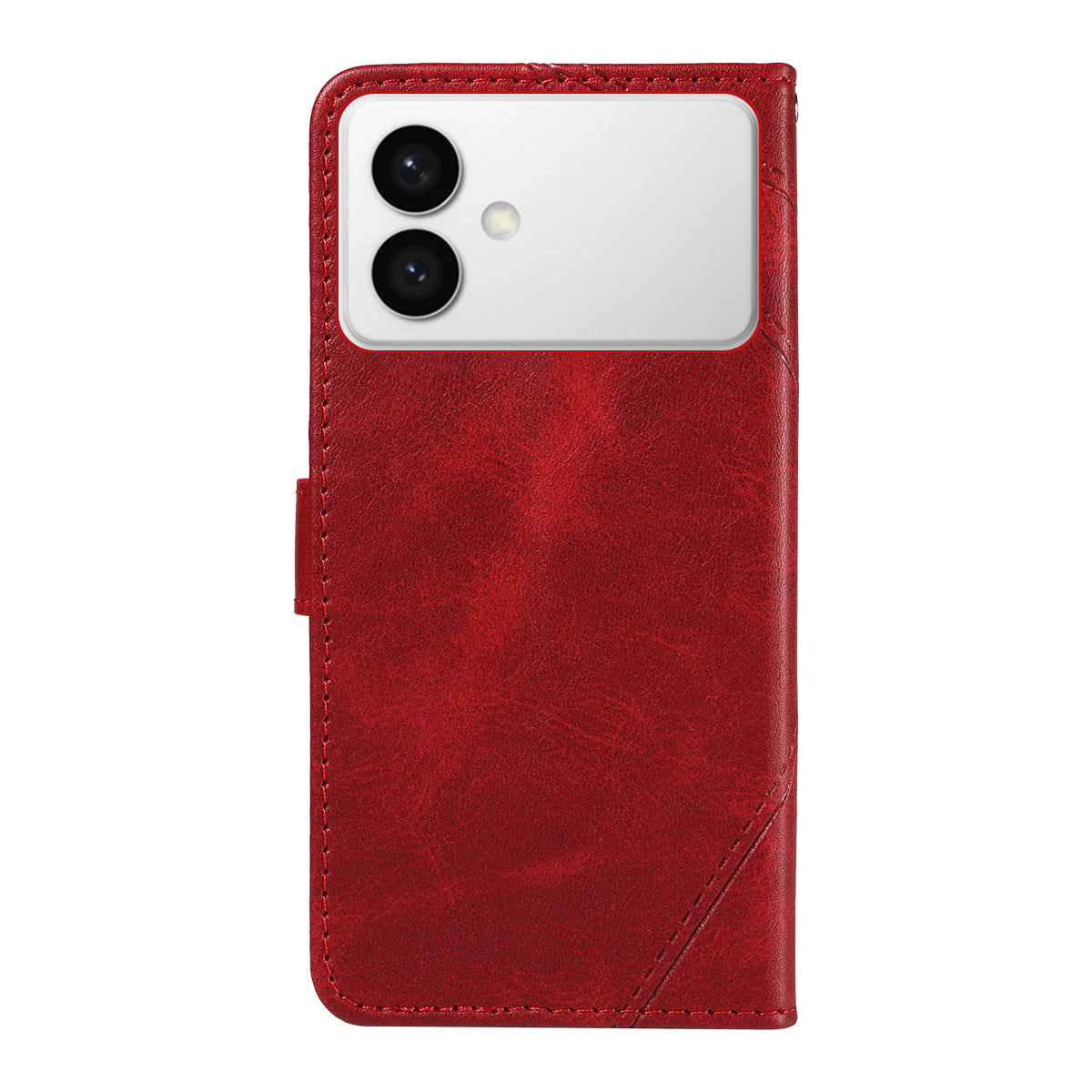 For-Samsung-Galaxy-S26-Edge-Leather-Case-Geometric-Line-Design-Wallet-Phone-Cover-with-Wrist-Strap-Red