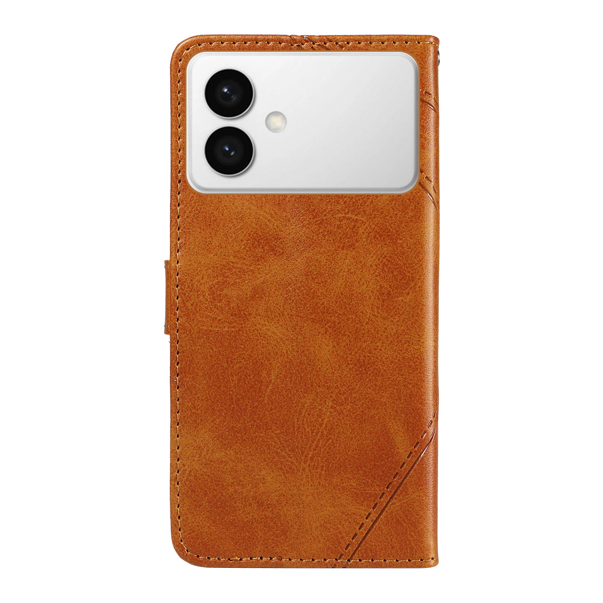 For-Samsung-Galaxy-S26-Edge-Leather-Case-Geometric-Line-Design-Wallet-Phone-Cover-with-Wrist-Strap-Brown
