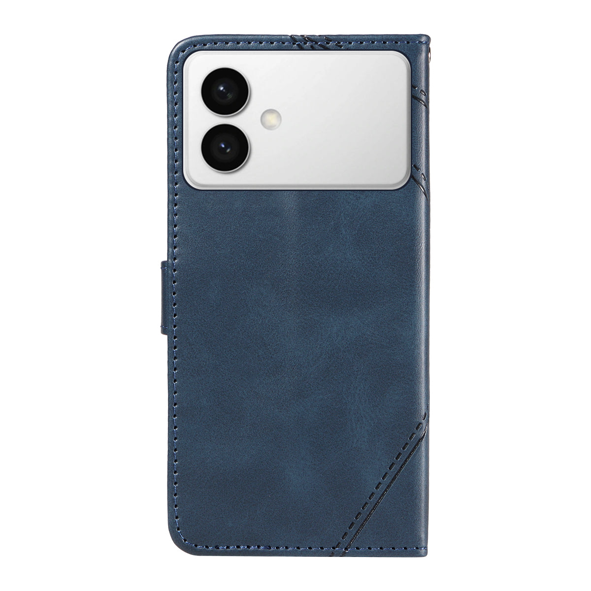 For-Samsung-Galaxy-S26-Edge-Leather-Case-Geometric-Line-Design-Wallet-Phone-Cover-with-Wrist-Strap-Blue