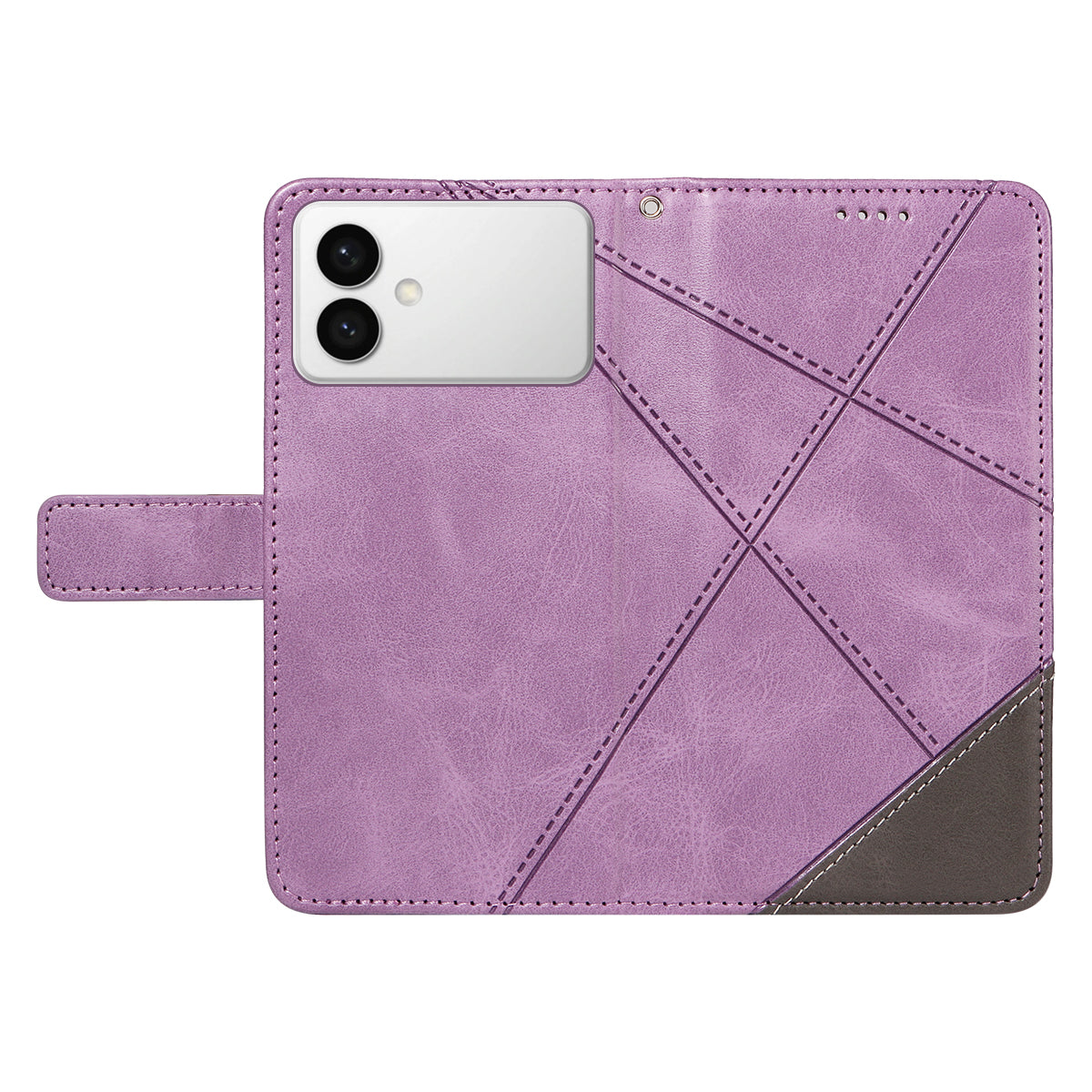 For-Samsung-Galaxy-S26-Edge-Leather-Case-Geometric-Line-Design-Wallet-Phone-Cover-with-Wrist-Strap-Purple