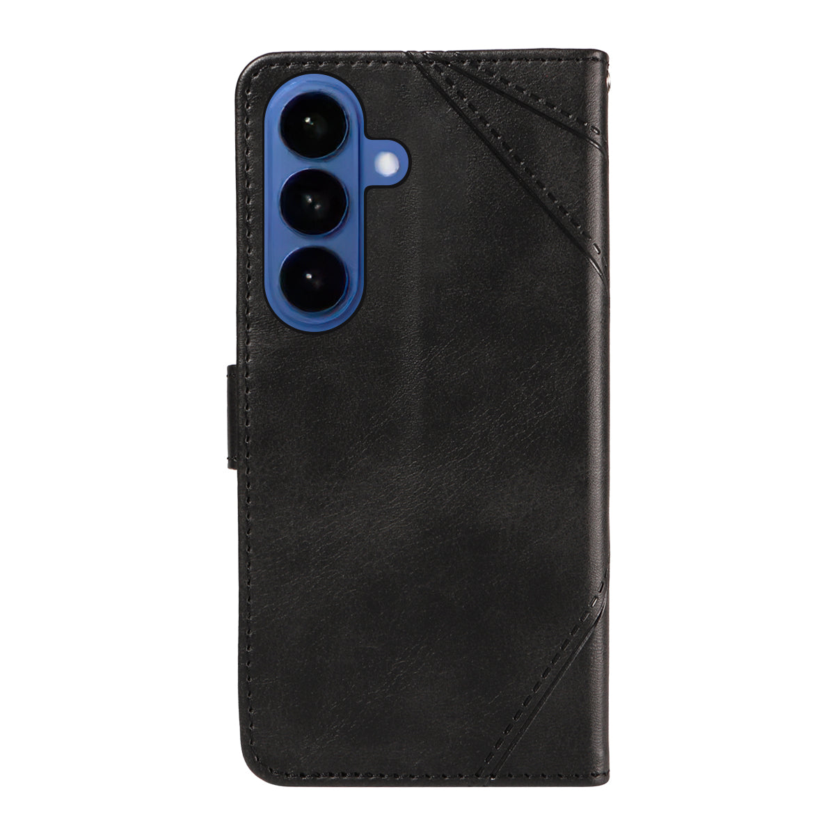For-Samsung-Galaxy-S26-/-S26-Pro-Leather-Case-Geometric-Line-Design-Wallet-Phone-Cover-with-Wrist-Strap-Black