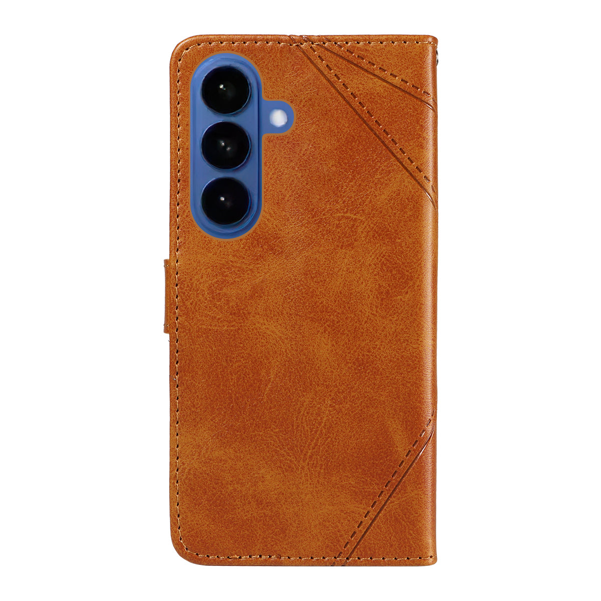 For-Samsung-Galaxy-S26-/-S26-Pro-Leather-Case-Geometric-Line-Design-Wallet-Phone-Cover-with-Wrist-Strap-Brown