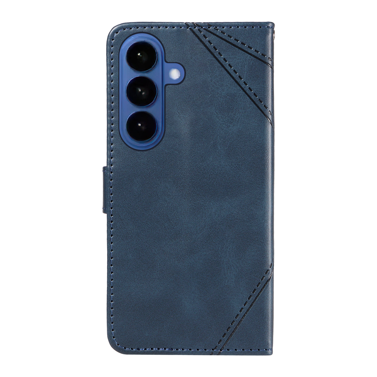 For-Samsung-Galaxy-S26-/-S26-Pro-Leather-Case-Geometric-Line-Design-Wallet-Phone-Cover-with-Wrist-Strap-Blue